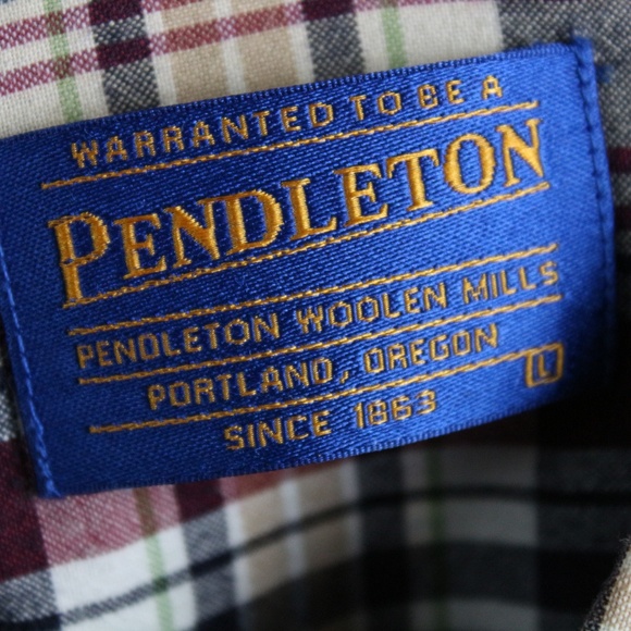 Pendleton Mens Seaside Shirt Red Blue Tartan Plaid - Picture 6 of 7